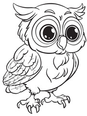 Cute isolated animal, flower, fairies coloring page. generative