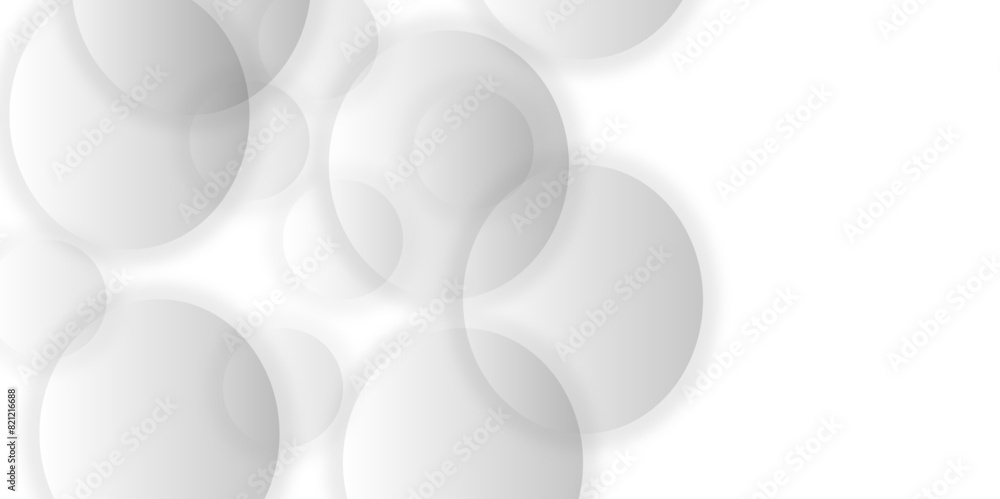 Poster abstract white geometric overlapping circle background with shadow. vector circles template vector d