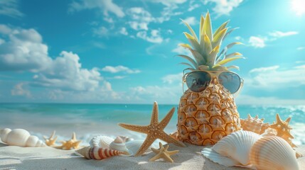 A Pineapple's Beach Day Enjoyment