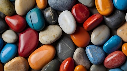 Colorful pebbles background, multicolor stones wallpaper