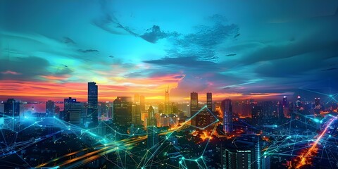 Smart city infrastructure with IoT devices sustainable energy solutions and urban connectivity. Concept Smart City Infrastructure, IoT Devices, Sustainable Energy Solutions, Urban Connectivity