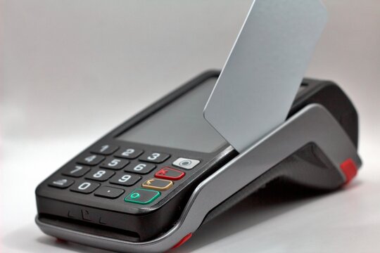 Mobile bank card reader with a white card can be used for mockup