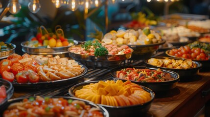 Obraz premium Buffet, a variety of food products.