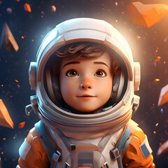 Child Toddler Astronaut In Outer space Hopeful Aspiring Future Career Job Occupation Concept poly illustration