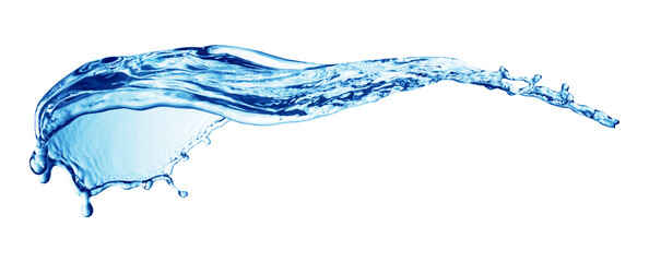Blue water splashing on a backdrop.