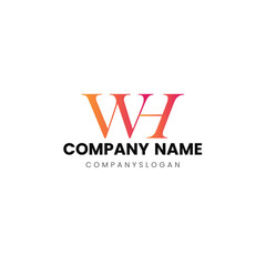 Letter WH initial logo design 