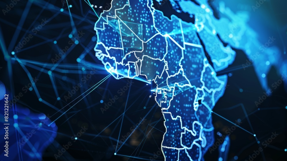 Poster a blue globe with a network of lines connecting it