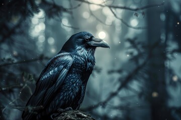 raven on a tree