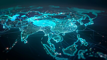 A map of the world with a blue glow around it