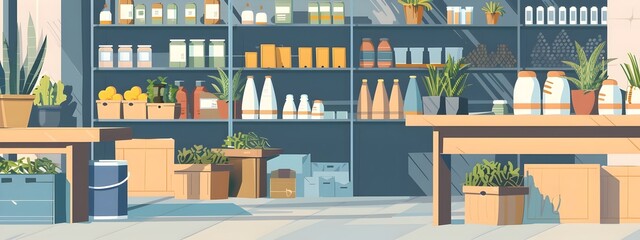 Fototapeta premium ZeroWaste Store A D of a PackagingFree Shopping Experience