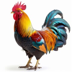 Fototapeta premium a colorful rooster standing on a white surface