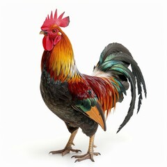 Fototapeta premium a rooster with a red head and tail standing
