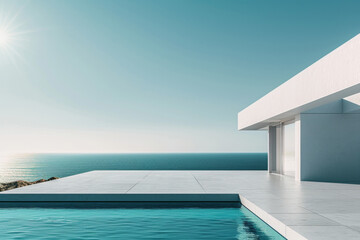 Obraz premium Modern buildings by the lake. Empty architectural background. 