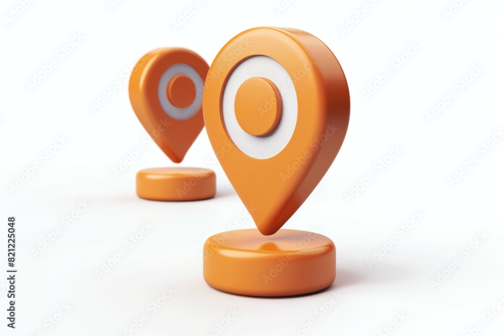 Poster pins with a white circle in the middle. geolocation or mark location symbol, position. navigation fo