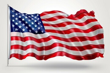 A large American flag is waving in the wind, USA flag. Official flag of the United States of America, US