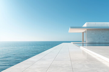 Modern buildings by the lake. Empty architectural background.
