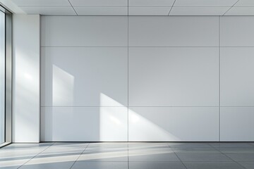 Minimalist white wall with light beam