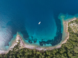 Yachting in the Turqouise Sea Drone Photo, Marmaris Mugla, Turkiye (Turkey)
