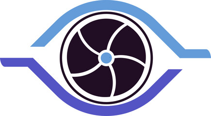 Web eye logo, combining eyes and letters, e, g, f, d, and camera lens