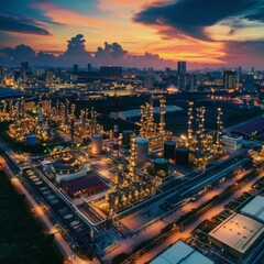 Obraz premium Smart Cities, Sustainable Futures: Showcase the role of petrochemicals in creating smart city infrastructure, from energy-efficient buildings to intelligent 