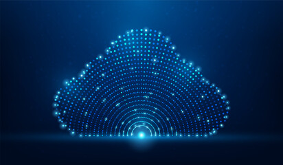 cloud data center digital technology dot on blue background. database computing online storage. vector illustration fantastic hi-tech design.