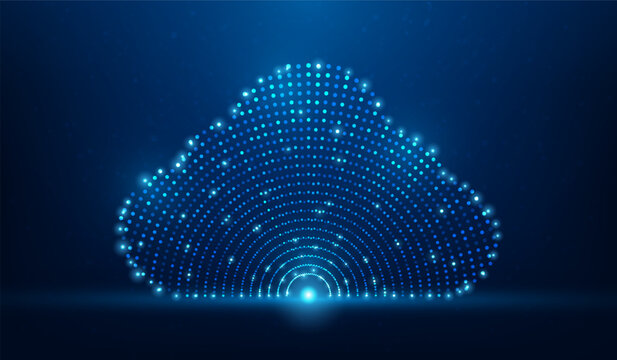 cloud data center digital technology dot on blue background. database computing online storage. vector illustration fantastic hi-tech design.
