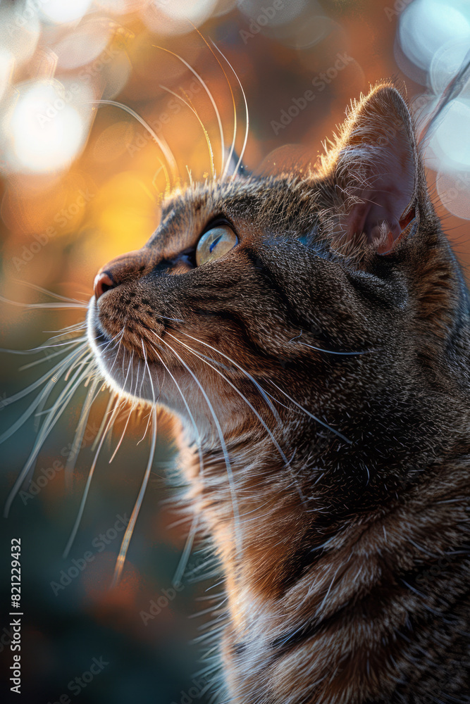 Poster a neo-impressionist cat created with precise, controlled brushstrokes and a focus on light and color