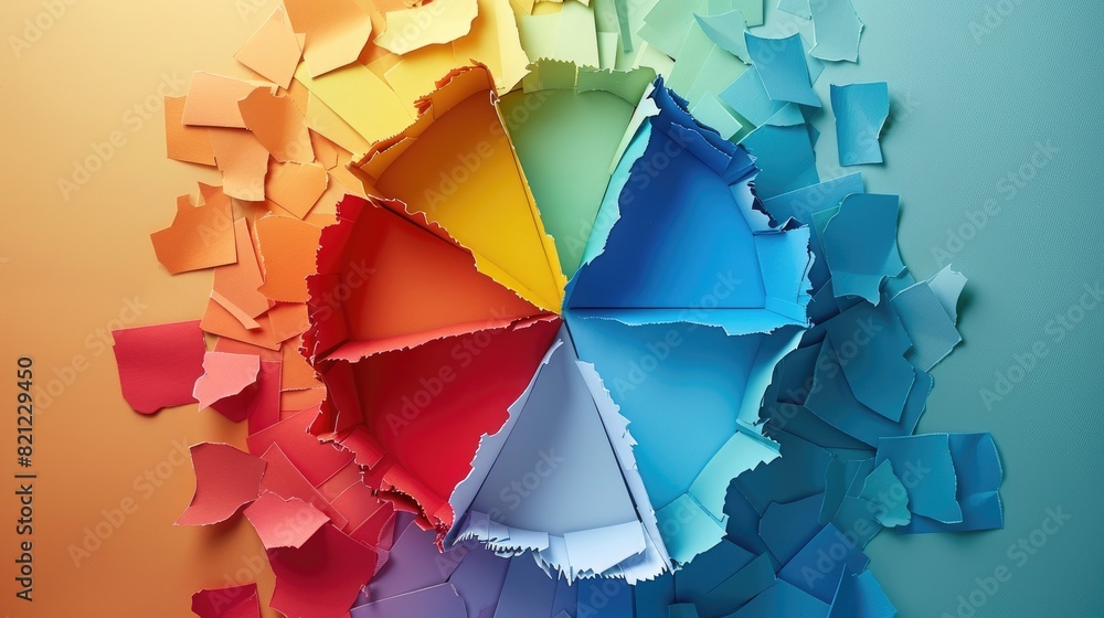 Aufkleber a colorful paper pie chart with a rainbow of colors. the pie chart is made up of different colored p