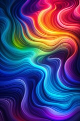 Obraz premium Colorful abstract waves with vibrant swirling patterns and a fluid motion effect, vertical illustration Artistic expression, digital art, psychedelic design, dynamic flow, vibrant colors