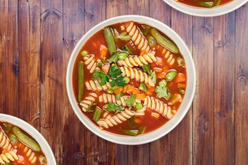 Tasty fresh home soup in bowl