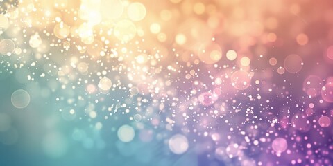 Obraz premium Colorful bokeh background, abstract image with soft pastel hues of yellow, blue, pink, and white, circular light effects, horizontal banner, copy space. blur