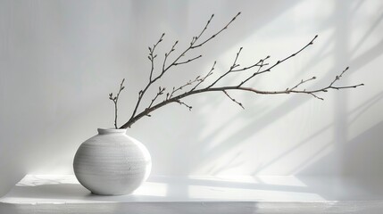 white background to create a visual contrast that makes the branch and vase stand out even more generative ai - Powered by Adobe