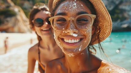 Friends with varying skin conditions enjoying a day at the beach