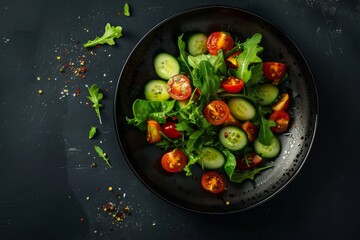 Delectable fresh vegetable salad pleasure. Alluring charm for ads
