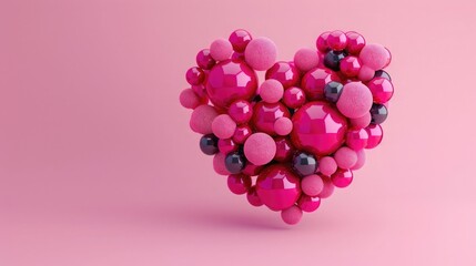 3d heart made of spheres on pink background. Valentine's day concept. 2/70, 45k,
