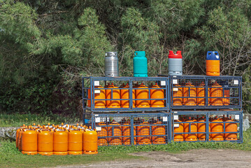 propane and butane gas cylinders in nature