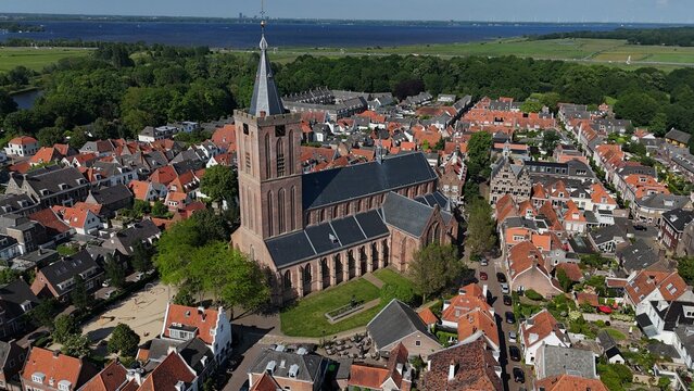 Drone view of the Naarden castle in het Gooi 