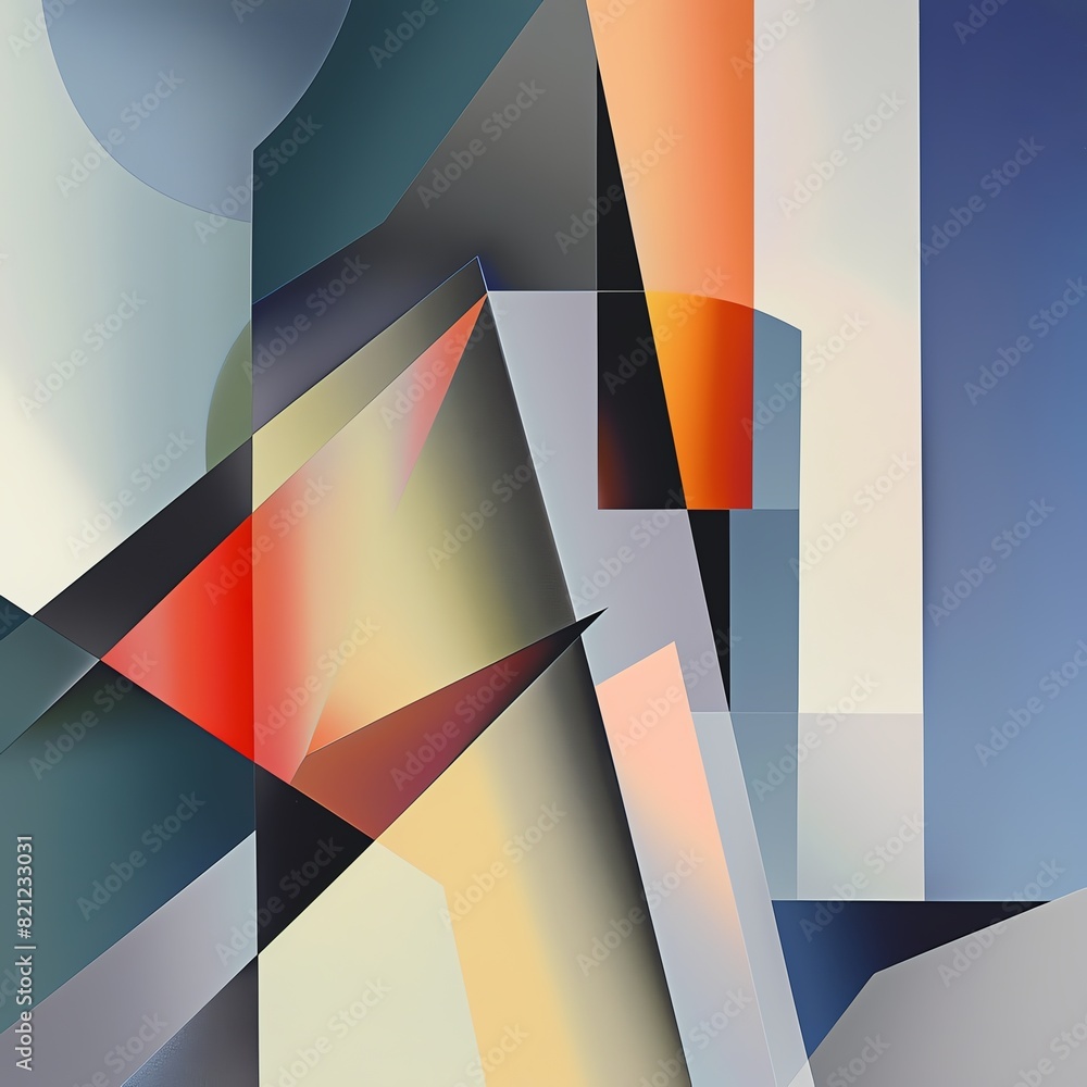 Poster abstract colorful geometric art with dynamic shapes and vibrant hues, creating a modern and bold vis