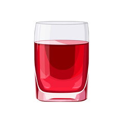 Full glass of red juice. Isolated vector summer drink for flat design