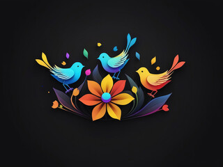 Obraz premium abstract floral background with bird