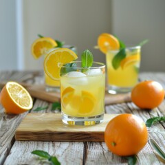 A refreshing summer cocktail with bright citrus flavors, super realistic