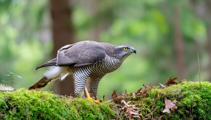 northern goshawk accipiter gentilis searching for food in the forest of noord brabant in the netherlands