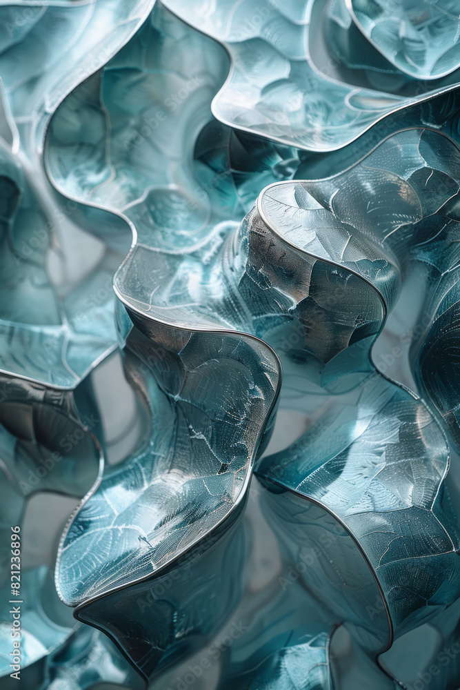 Poster an abstract landscape of colliding shapes and fragmented patterns, slowly aligning into a harmonious