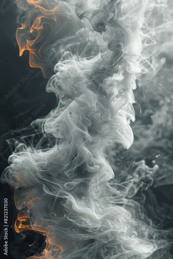 Poster fractured shapes and swirling mists, merging to create a sense of cosmic unity and structure,