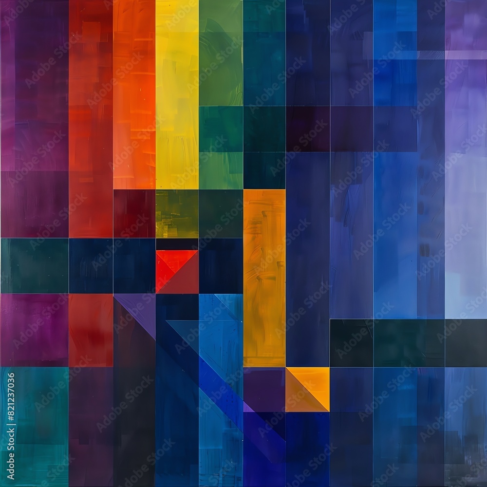 Poster colorful abstract geometric background with vivid squares and rectangles in a modern and dynamic des