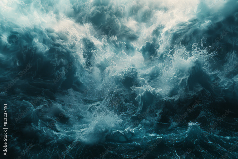 Aufkleber a turbulent interplay of light and dark elements, representing the struggle between chaos and order 