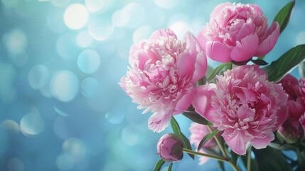 Fototapeta premium peony flowers with space to write generative ai