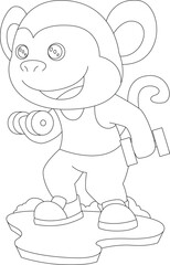 Obraz premium Monkey Bodybuilding Dumbbell Animal Vector Graphic Art Illustration