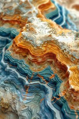 mineral exploration map flat design top view geological survey 3D render triadic color scheme