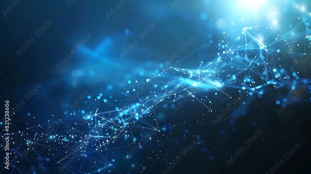 Aufkleber abstract digital network connection points in blue, concept of technology and data. futuristic polyg